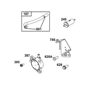Fuel Supply Group Diagram and Parts List for 386777-3139-G1  Briggs and Stratton Engine
